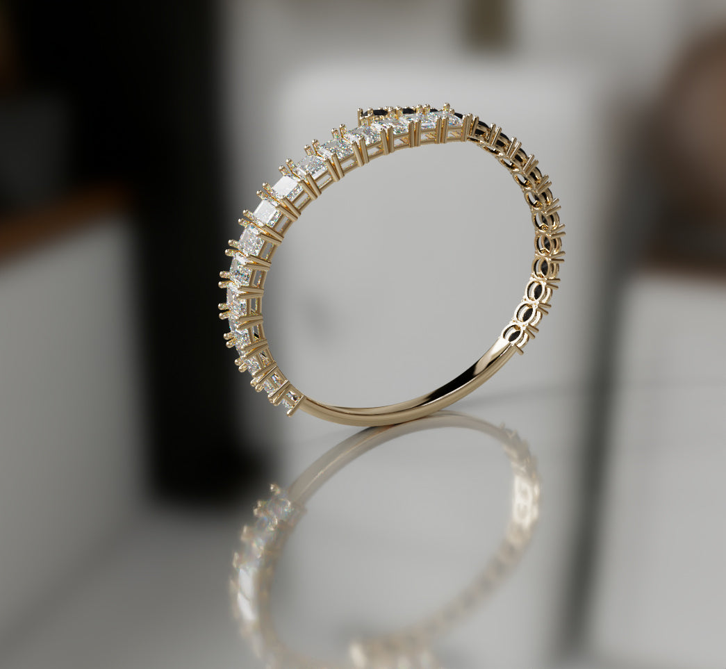Round Black Onyx and Emerald Diamond Bangle image 4