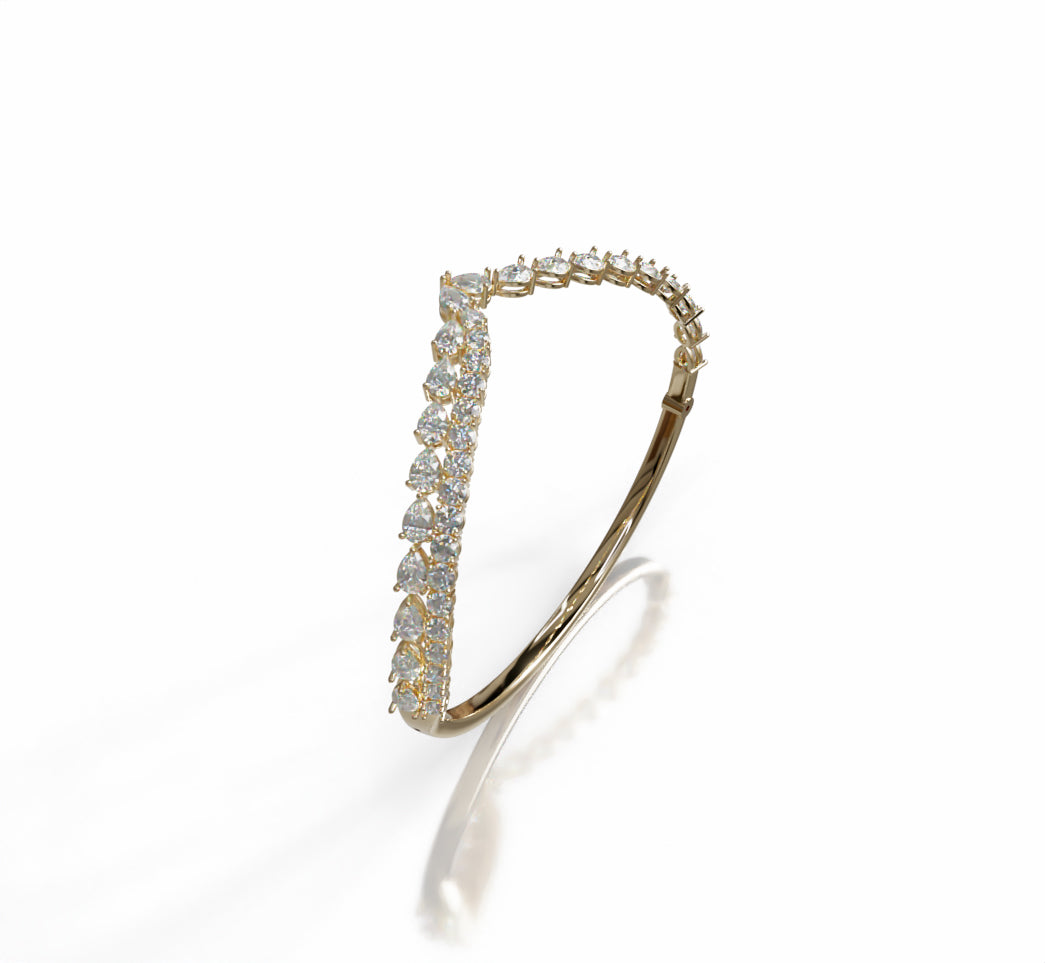 V Shape Pear Shapes and Round Diamond Bangle image 5