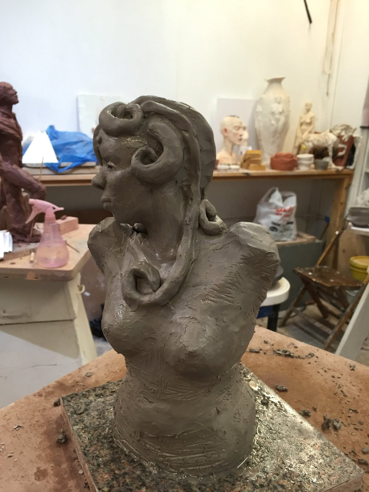 Clay bust, work in progress