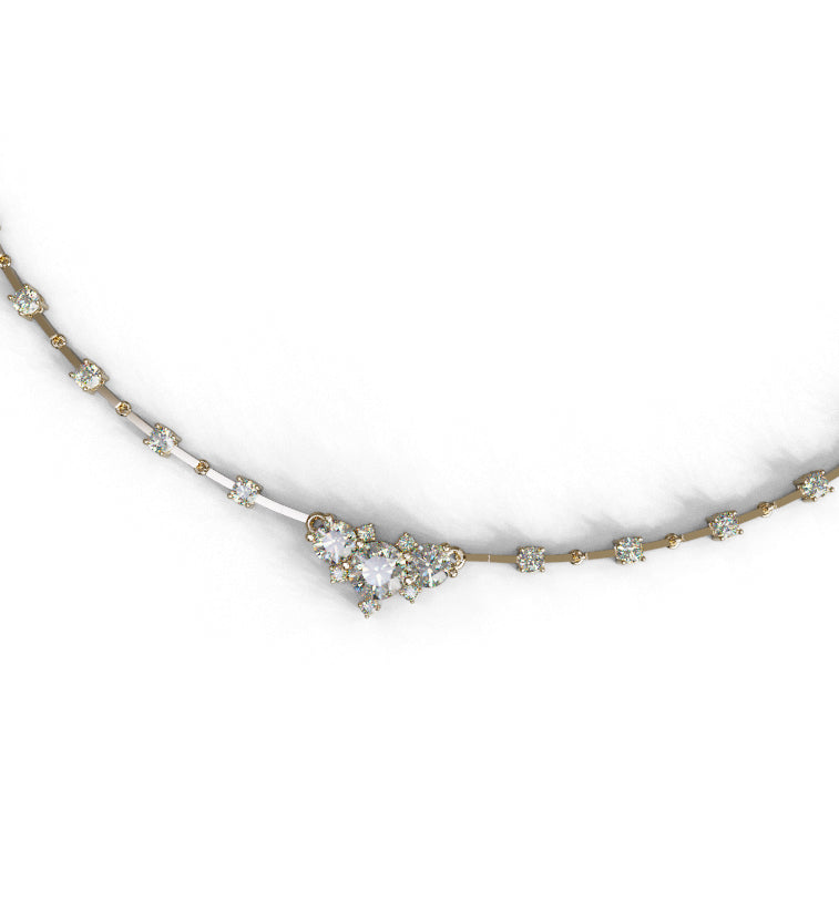 Three Stone Center Diamond Link Necklace image 4