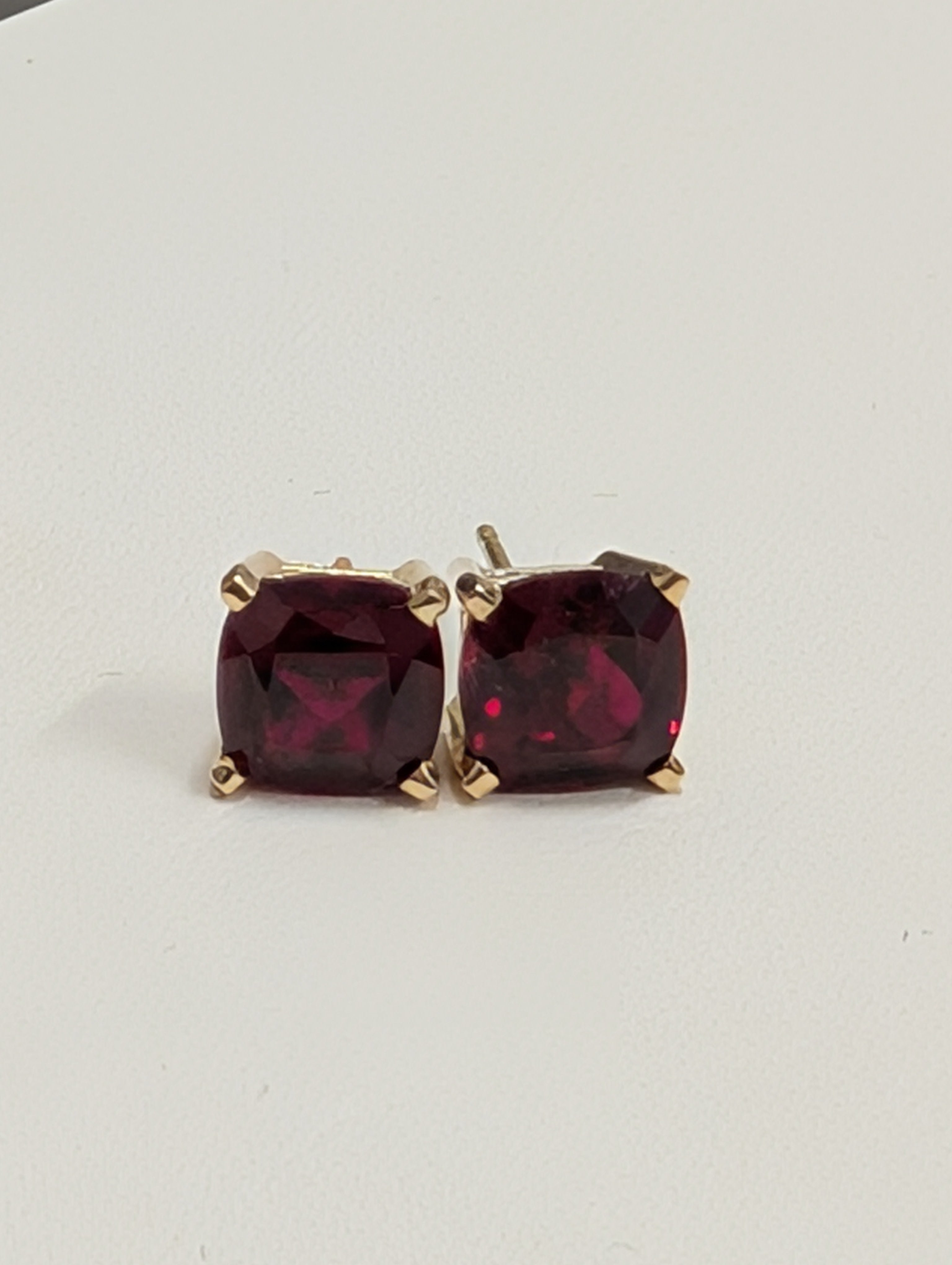 Cushion Cut Garnet Stud Earring image 4