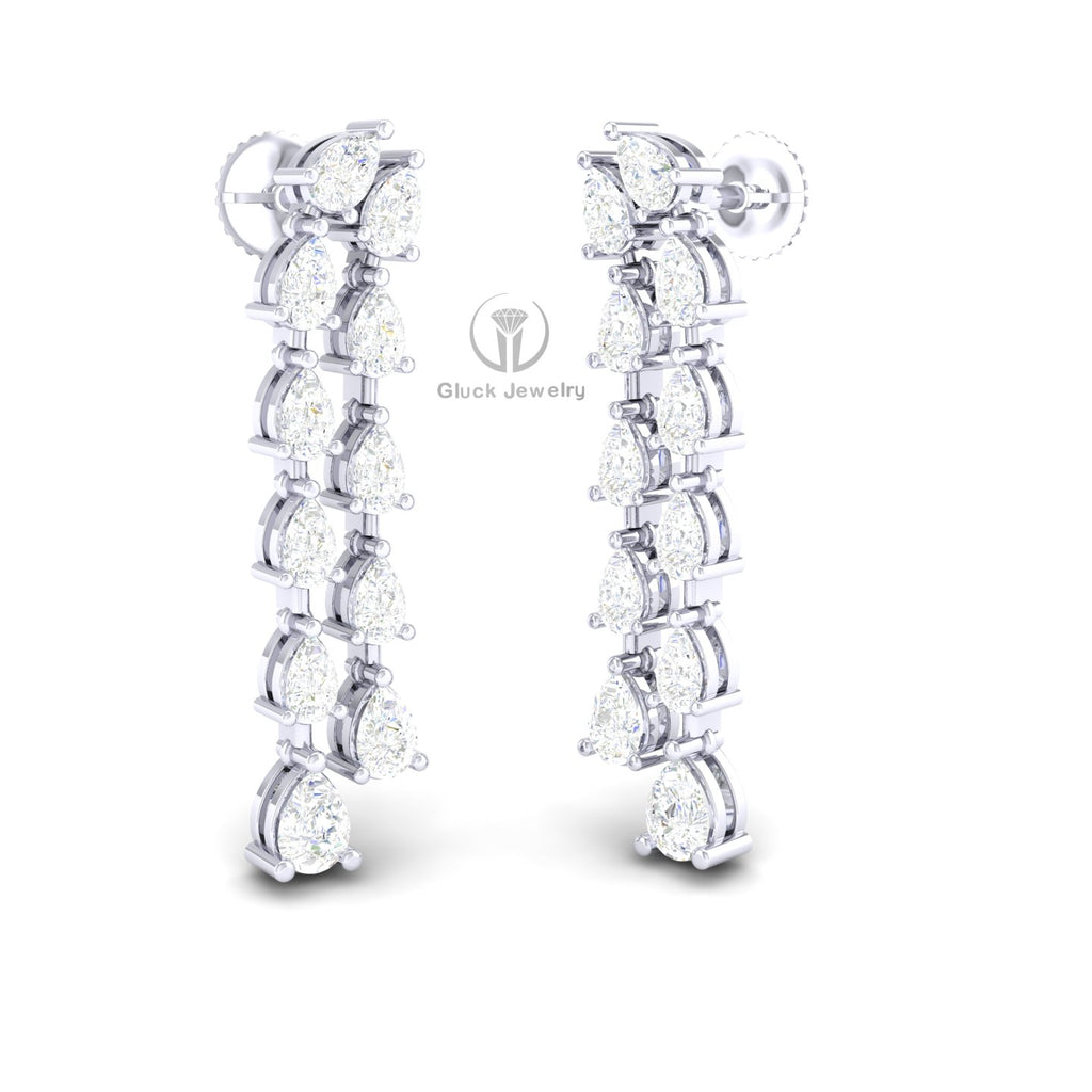 Double Row Pear Shape Diamond Earring image 7