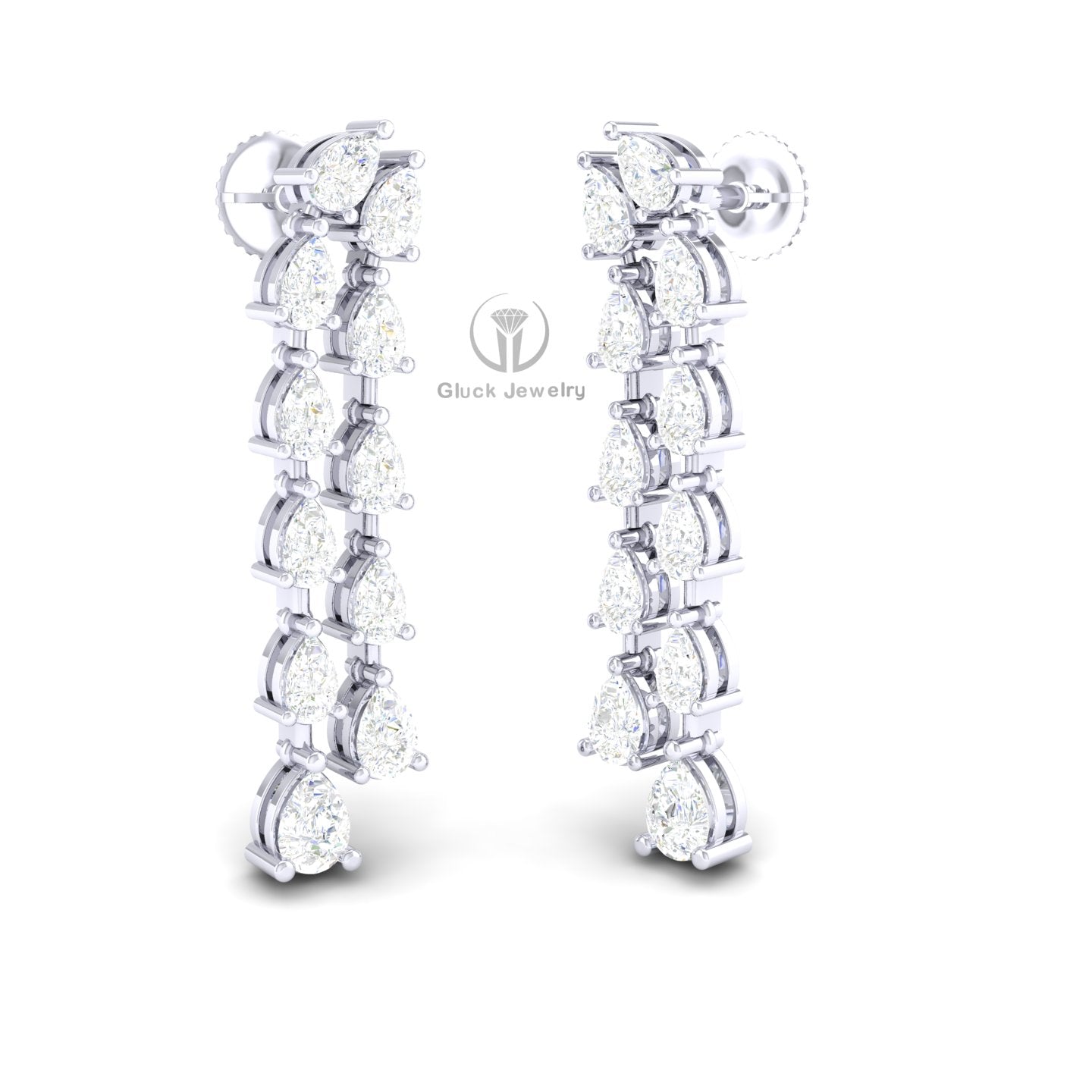 Double Row Pear Shape Diamond Earring image 7
