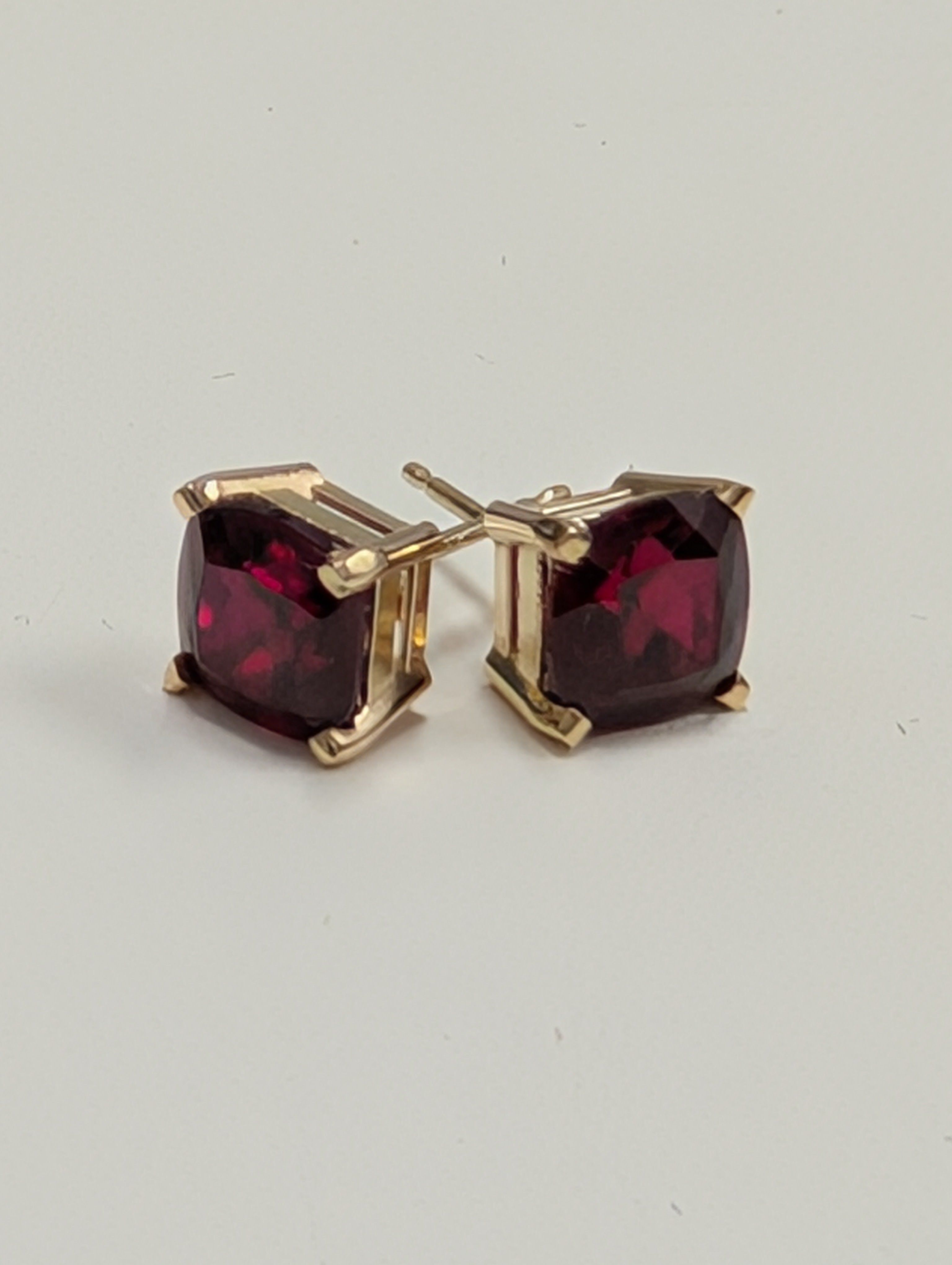 Cushion Cut Garnet Stud Earring image 5