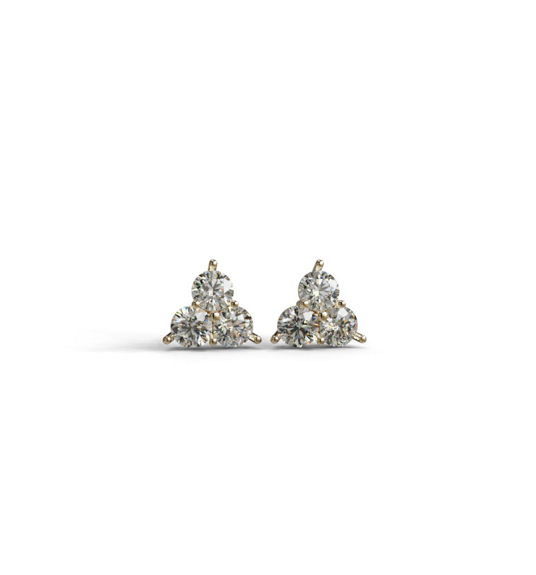 Three 1ct Round Diamond Stud Earring image 1