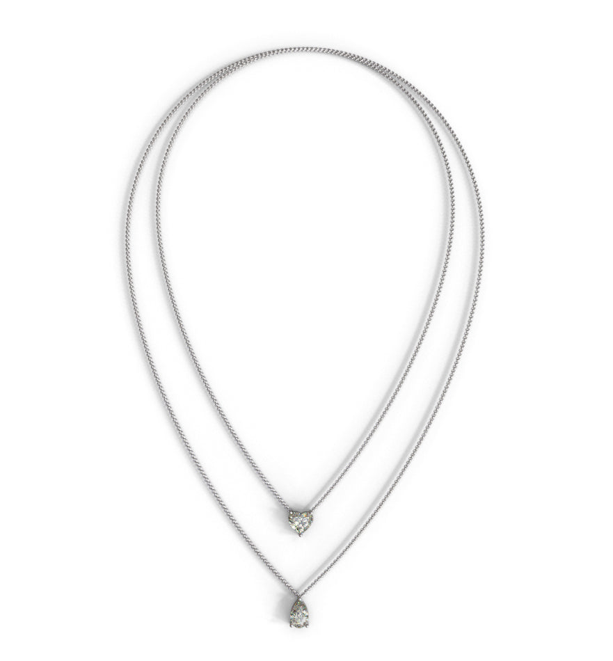 Double Row Heart & Pear Shape Diamond Necklace image 6
