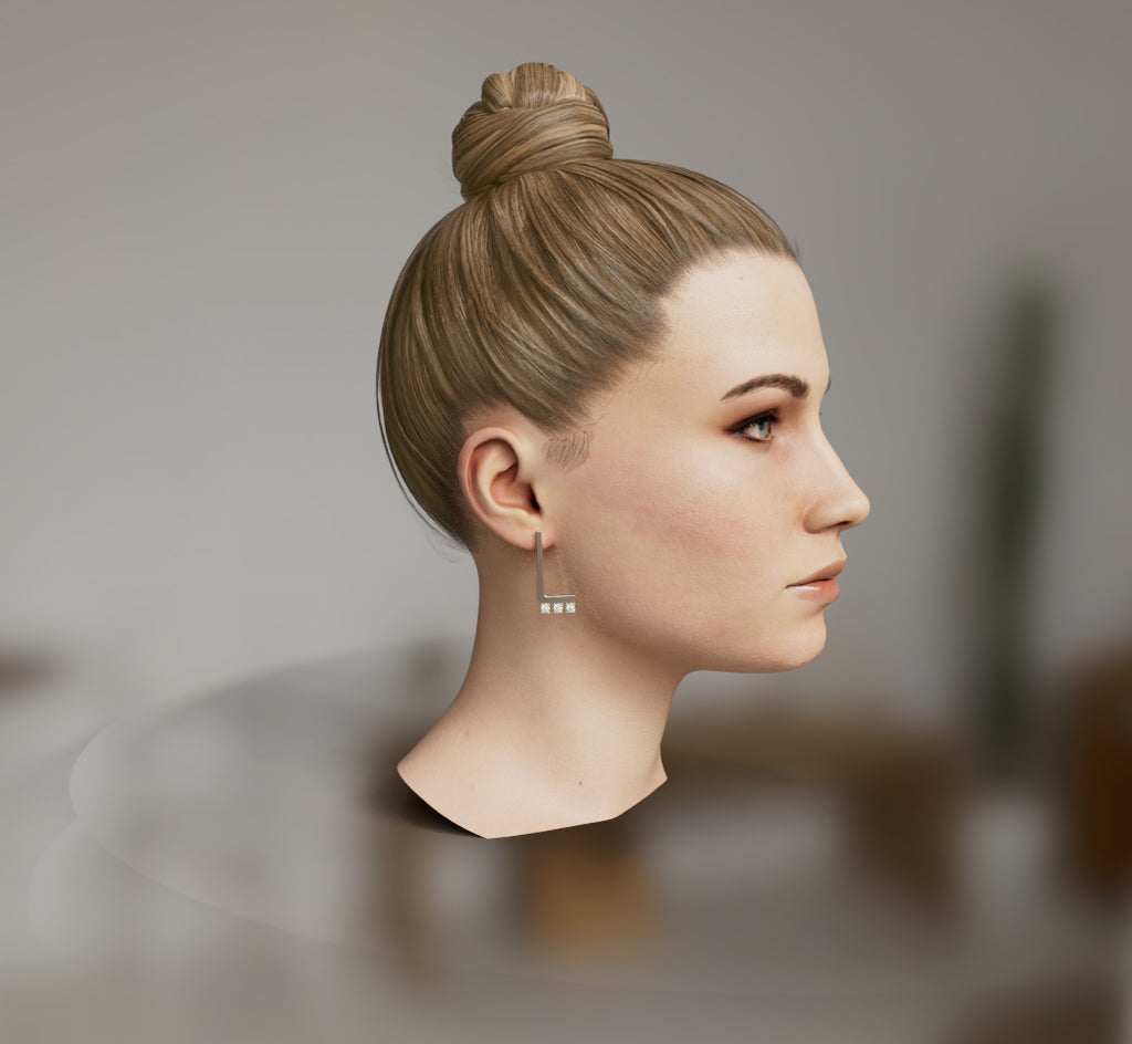 L Shape Solid Diamond Earring image 6