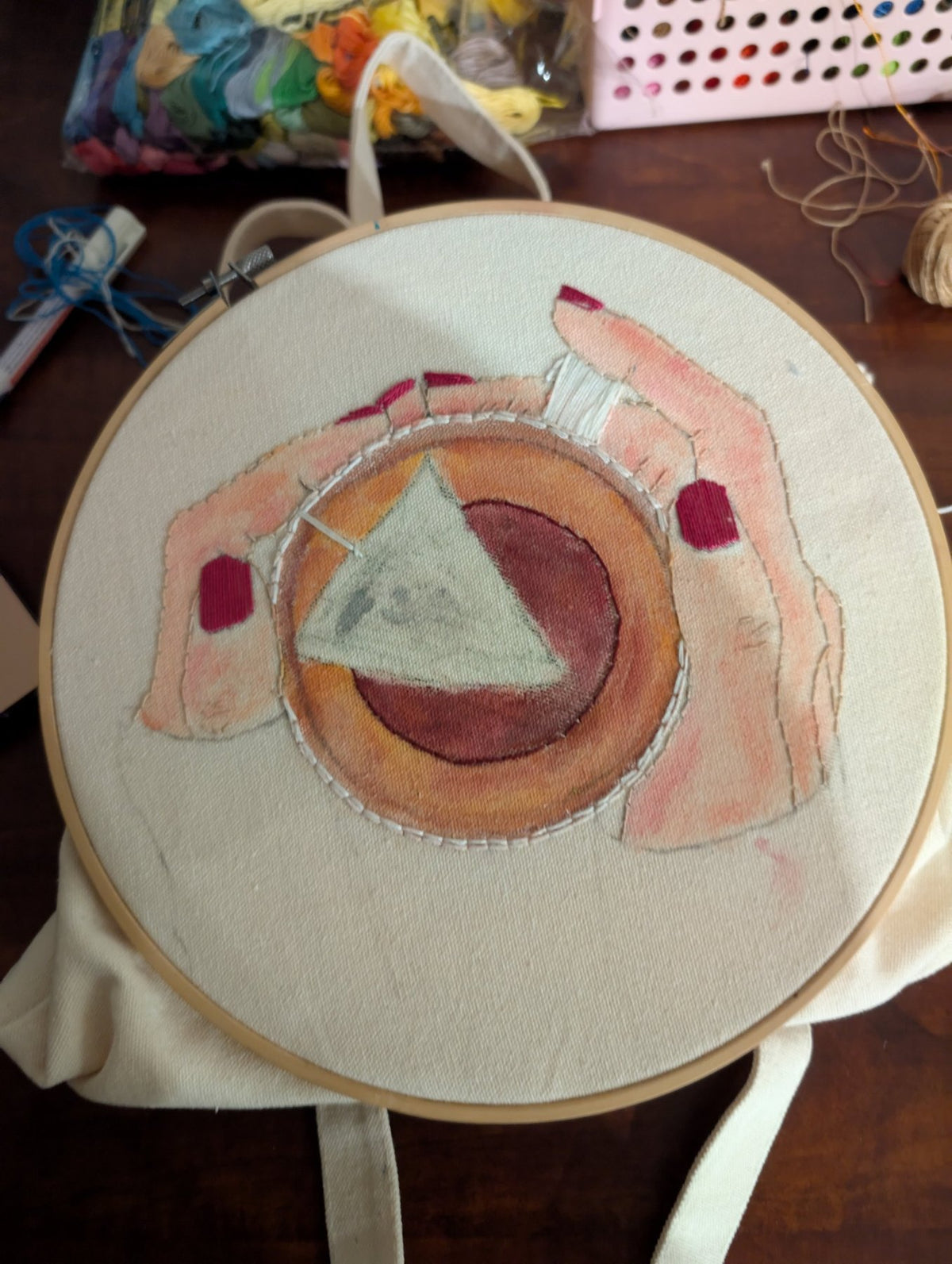 Hand embroidery in progress