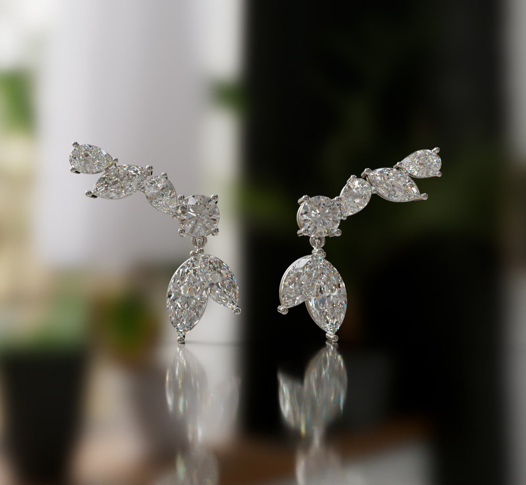 Marquise and Pear Diamond Dangle Earring image 2