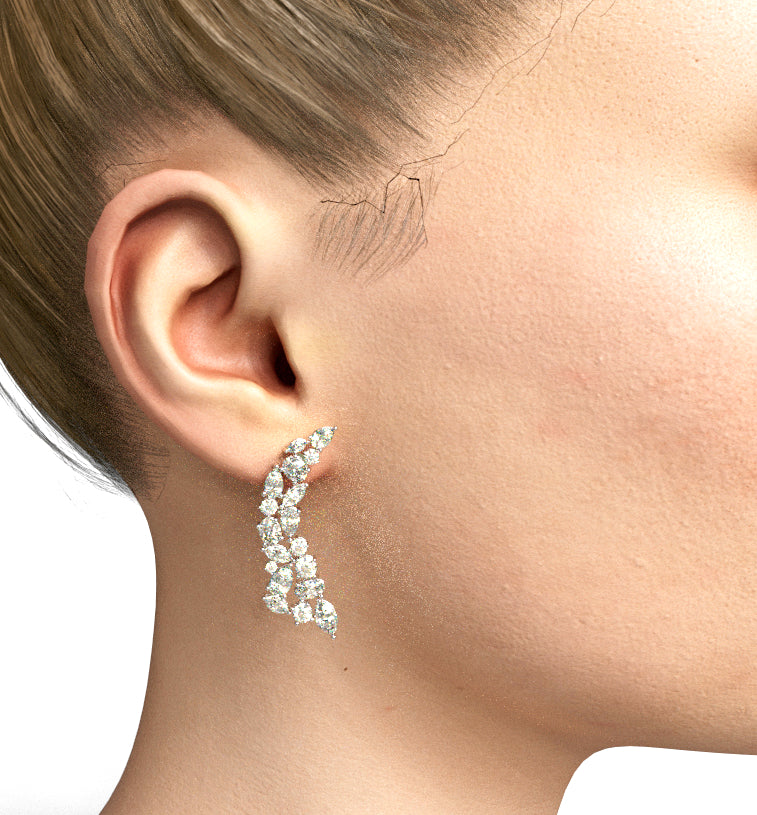 Wavy Fancy Diamond Cluster Earring image 0