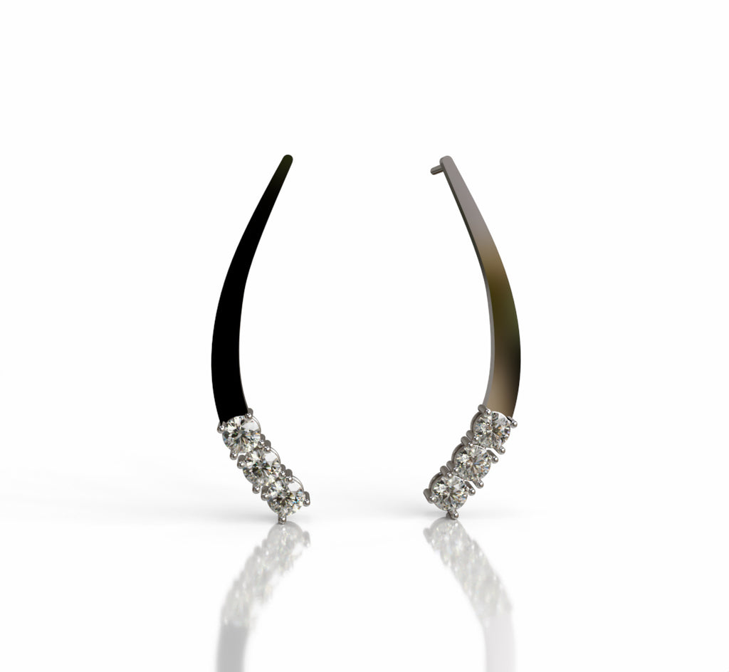 Solid Curved Diamond Dangle Earring image 3