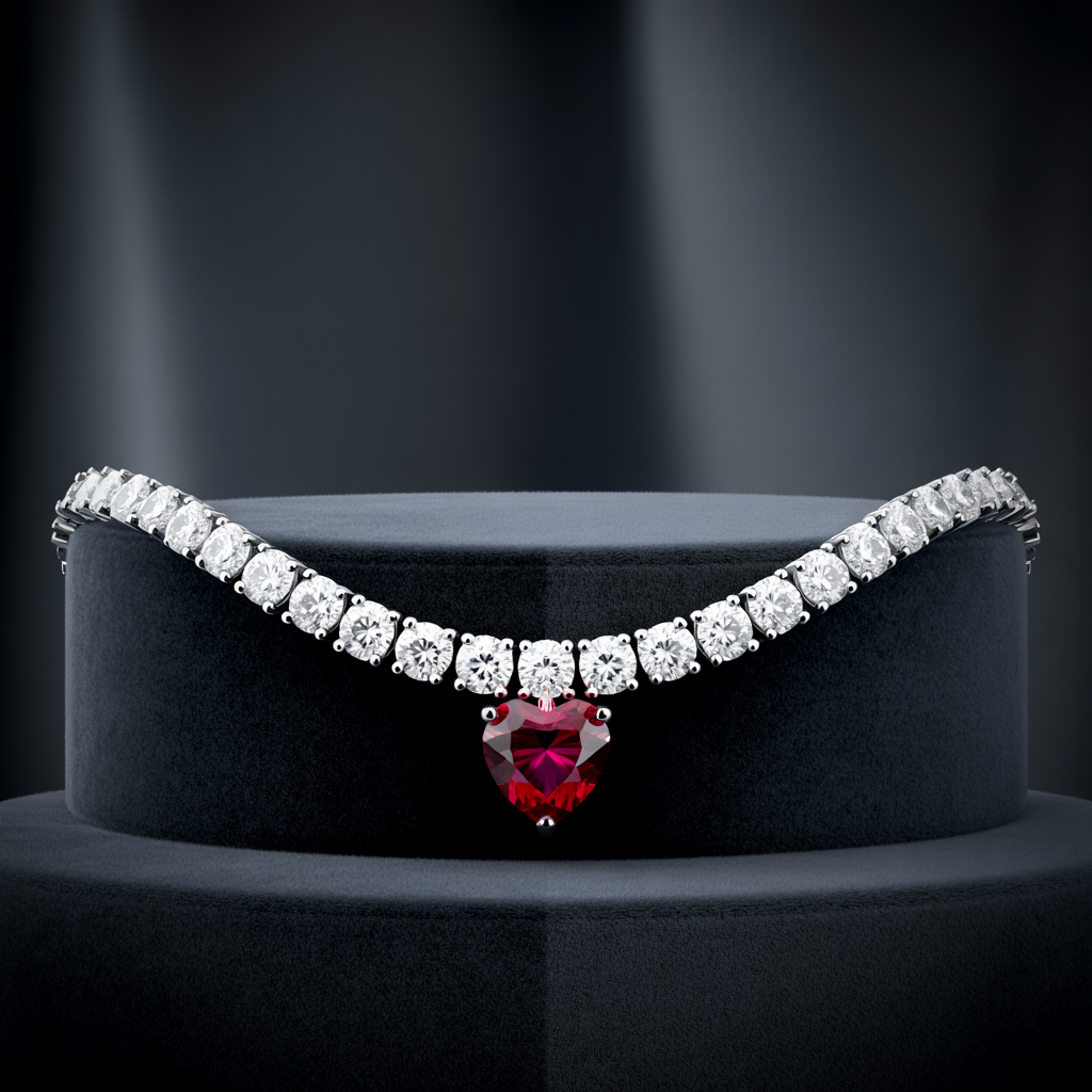 Crimson Heart Radiance Diamond Necklace image 0