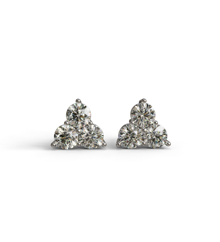 Three Stone Round Stud Earring image 5