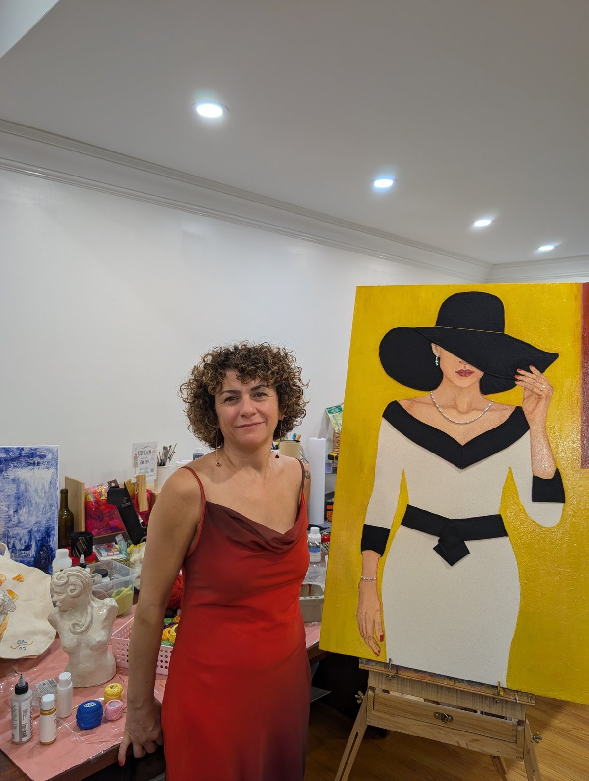 Semra Aydemir in her studio with Conflict Free Woman
