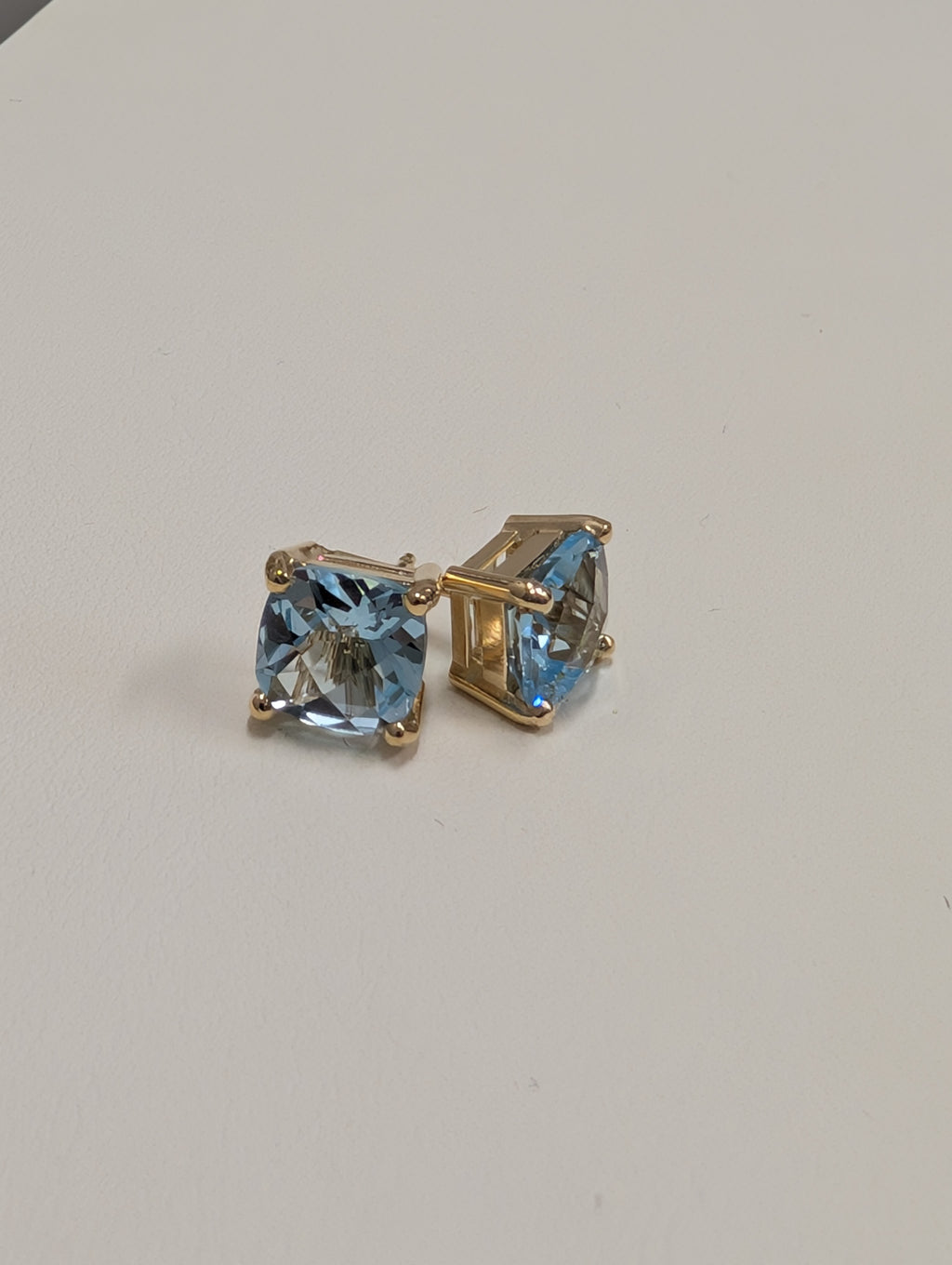 Cushion Cut Sky Blue Topaz Stud Earring image 8