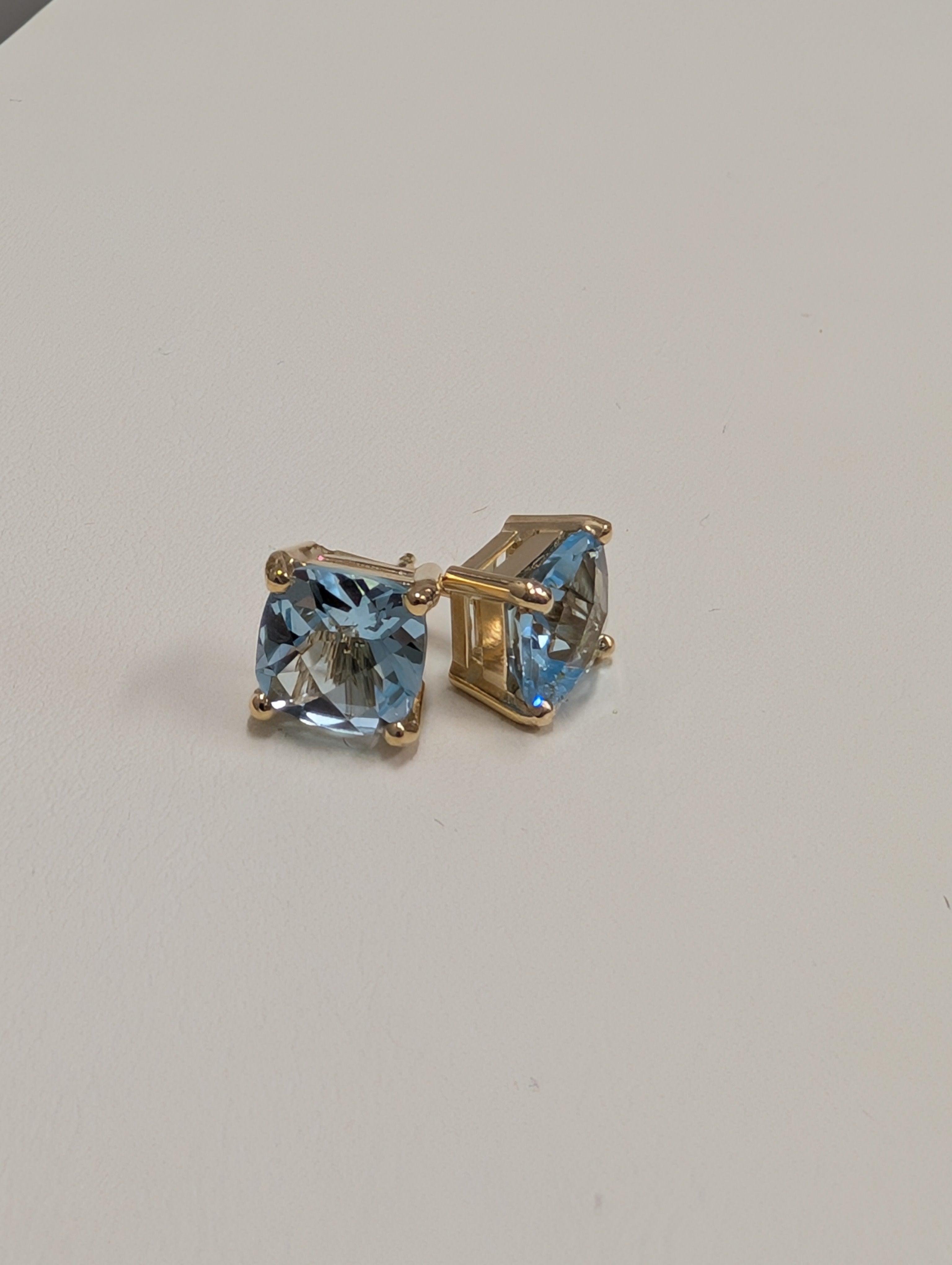 Cushion Cut Sky Blue Topaz Stud Earring image 8