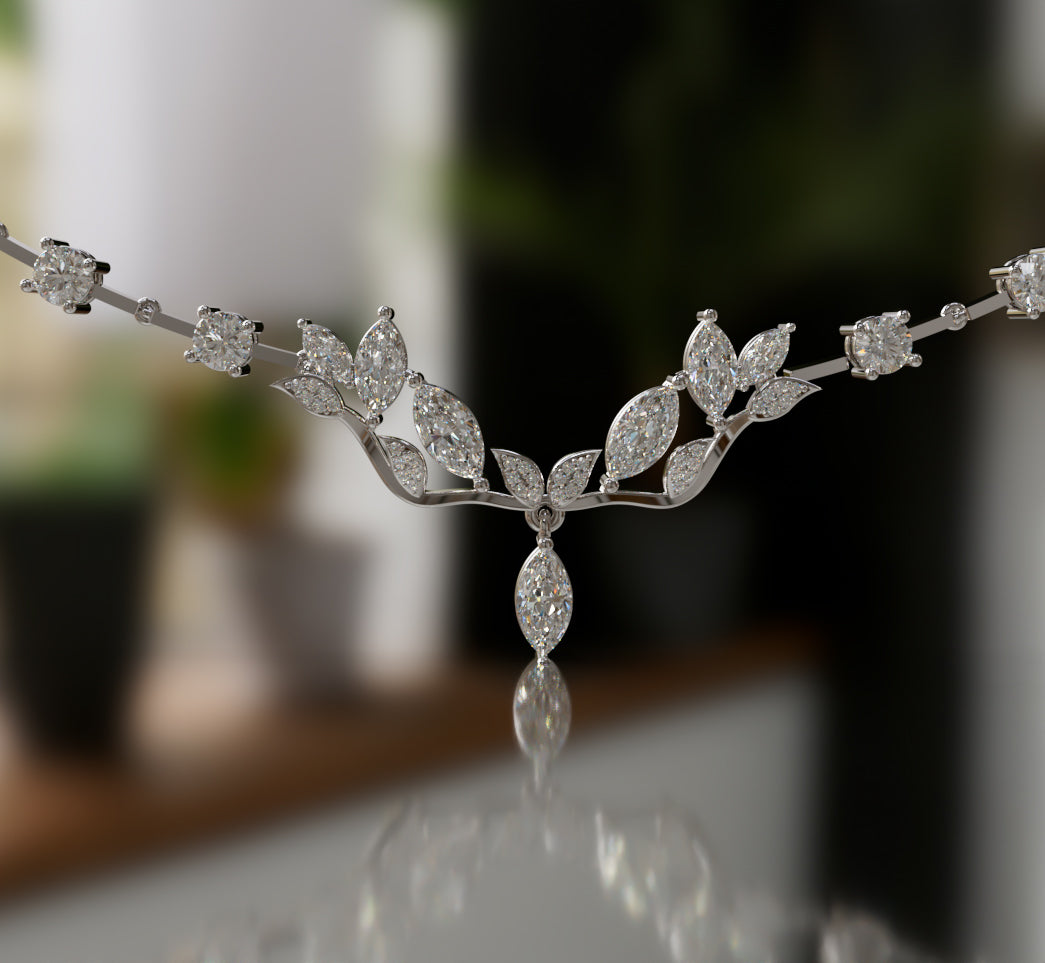Fancy Cathedral Marquise Diamond  Necklace image 4