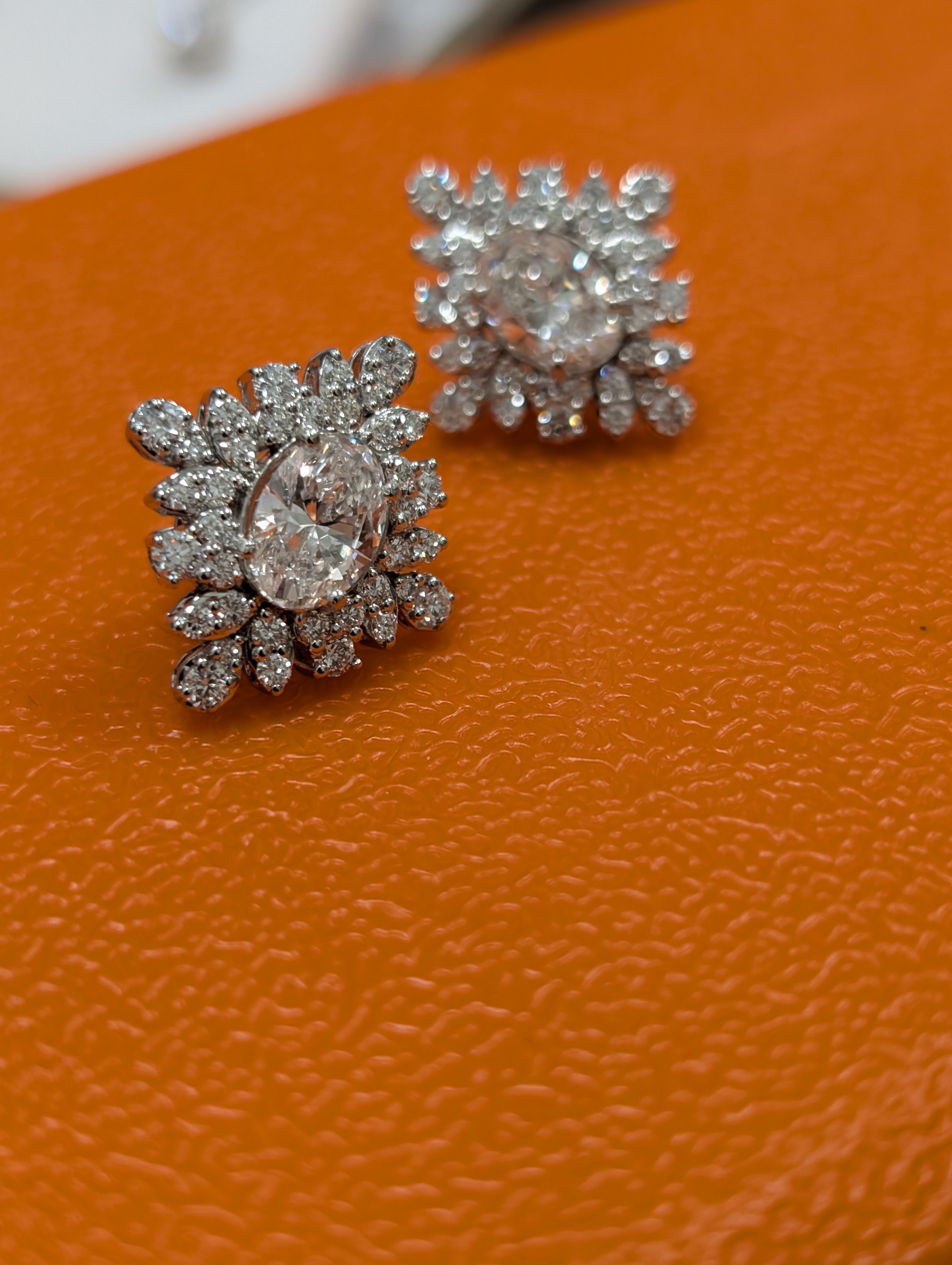 Oval Center Cluster Floral Stud Earring image 7