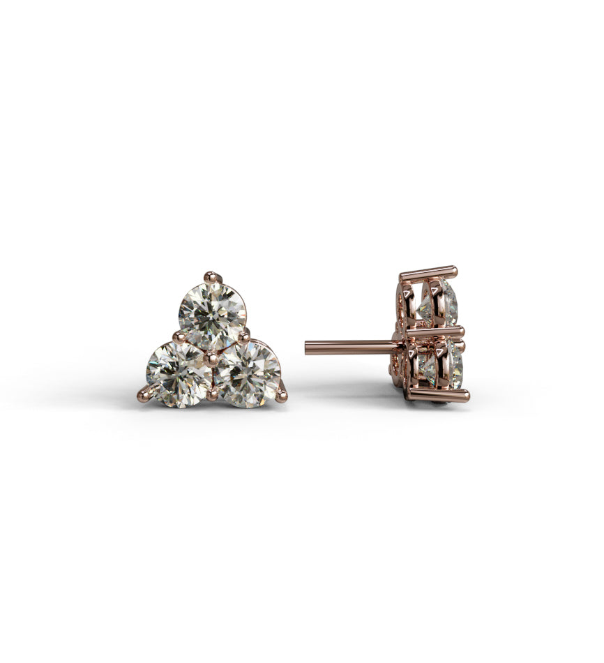 Three Stone Round Stud Earring image 7