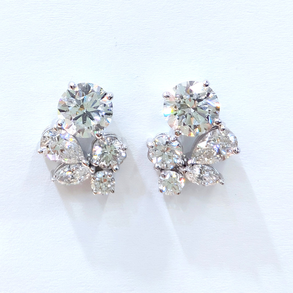Round & Fancy Shape Diamond Cluster Stud Earring image 1