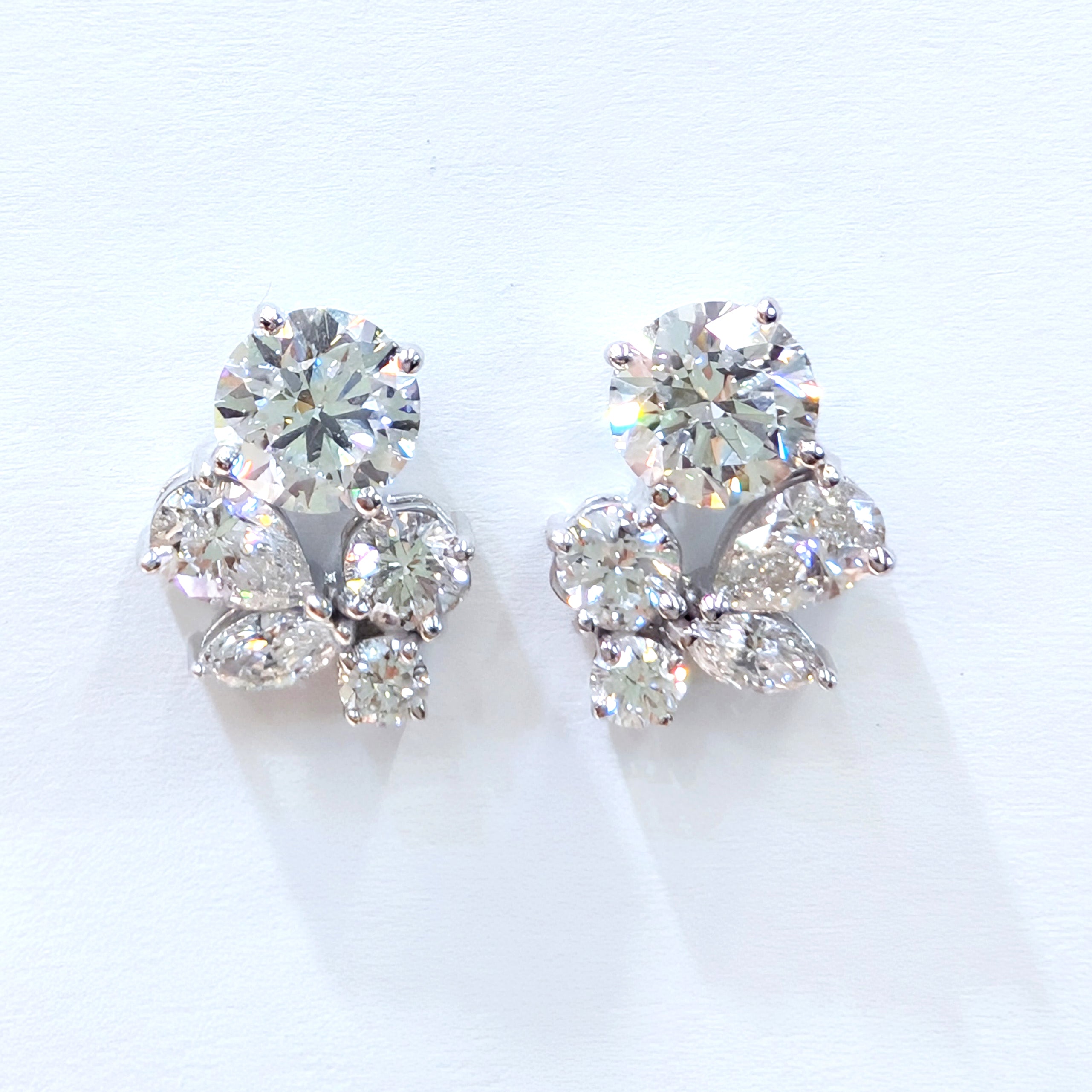 Round & Fancy Shape Diamond Cluster Stud Earring image 1