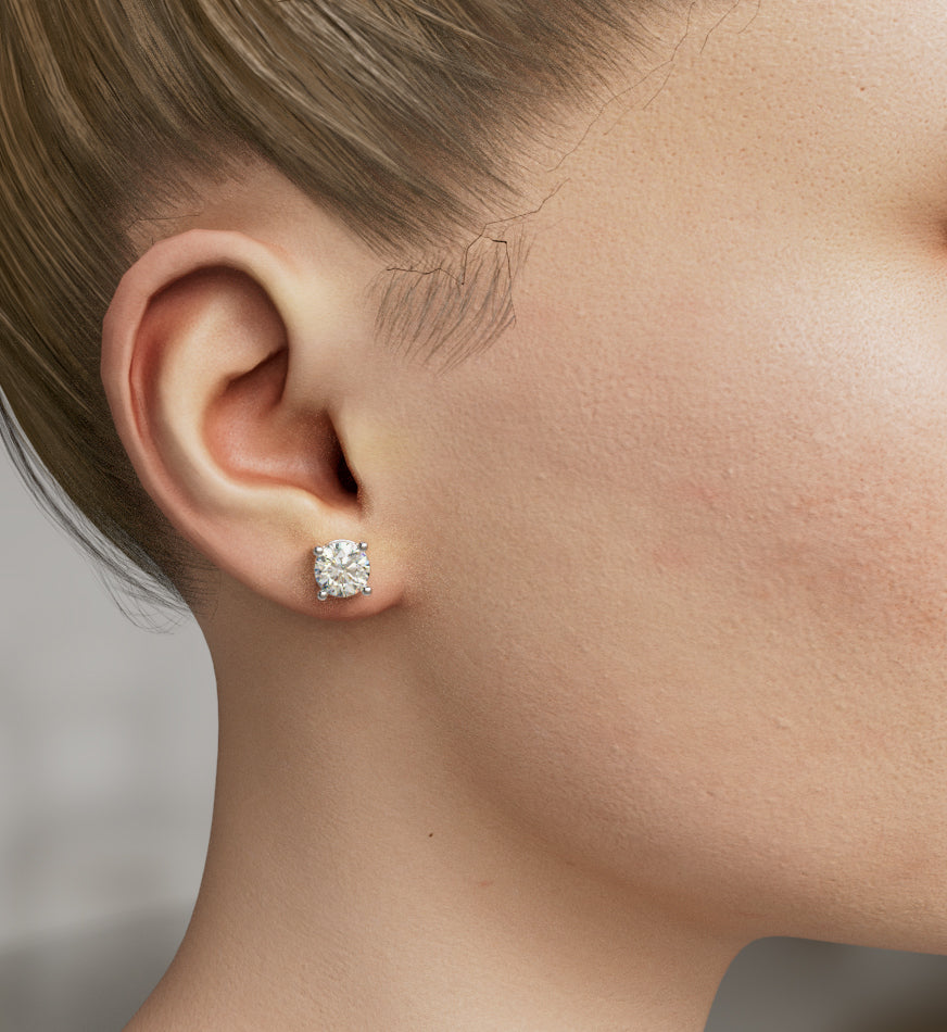 Round Diamond Stud Earring image 3