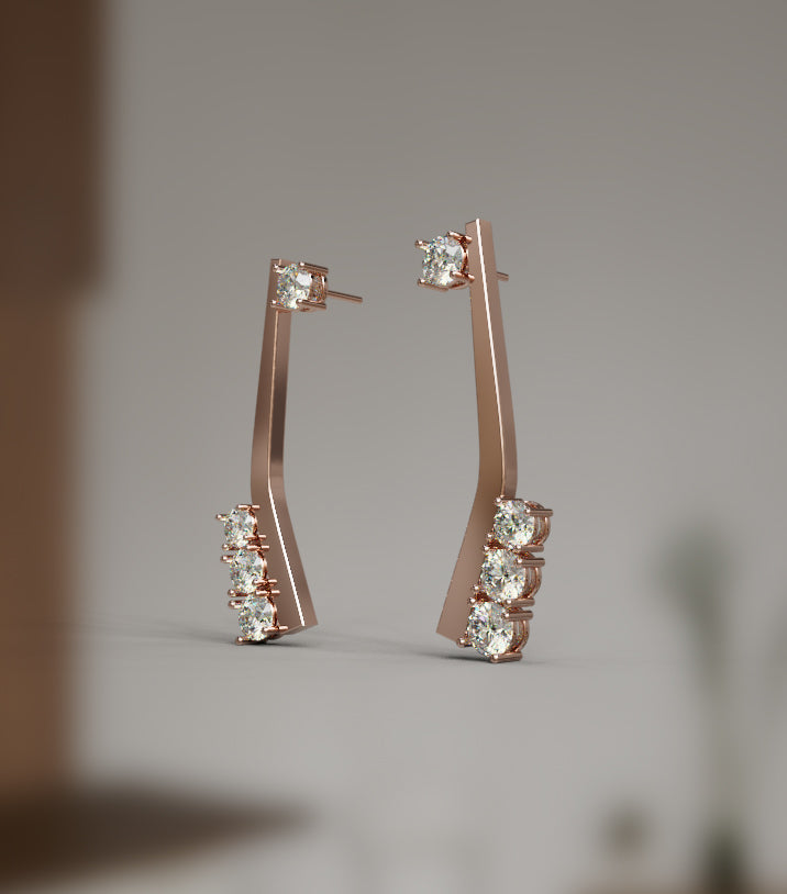 Curved Diamond Earring image 4