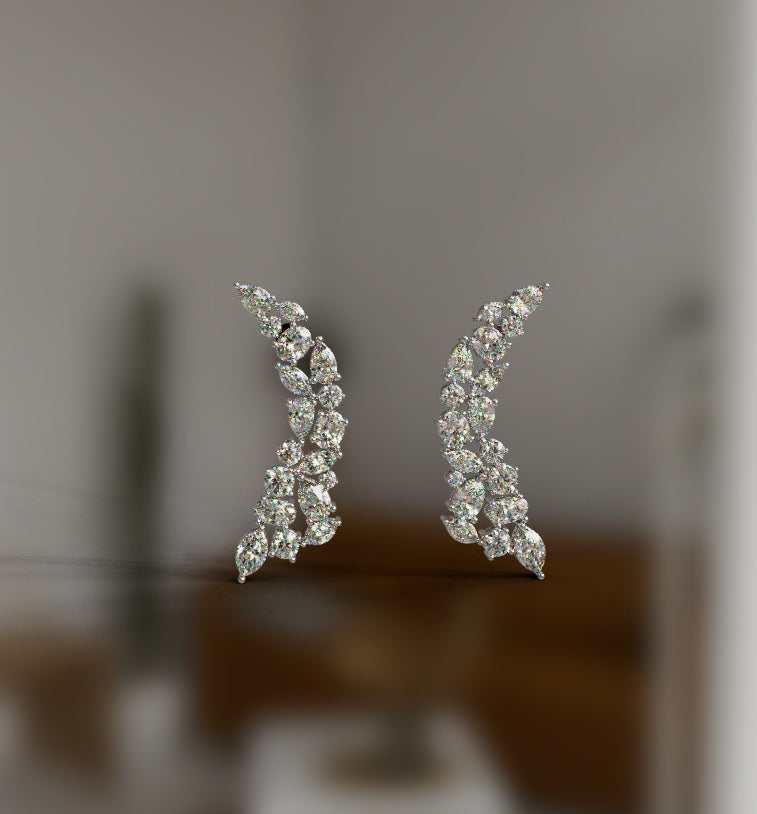 Wavy Fancy Diamond Cluster Earring image 4