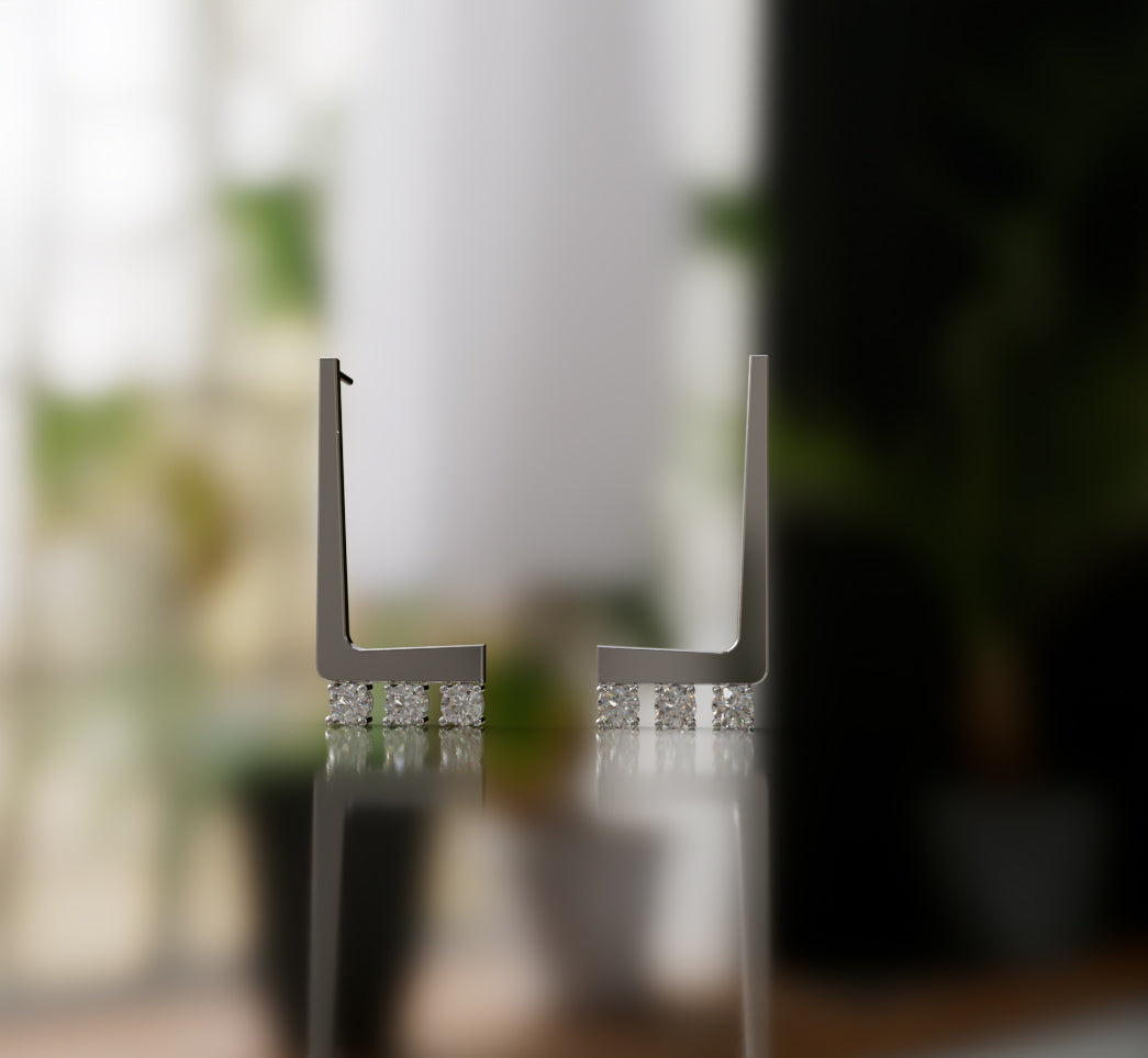 L Shape Solid Diamond Earring image 3