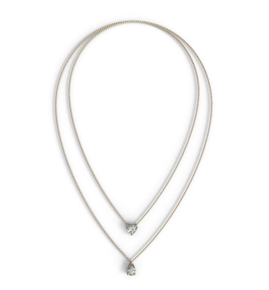 Double Row Heart & Pear Shape Diamond Necklace image 2