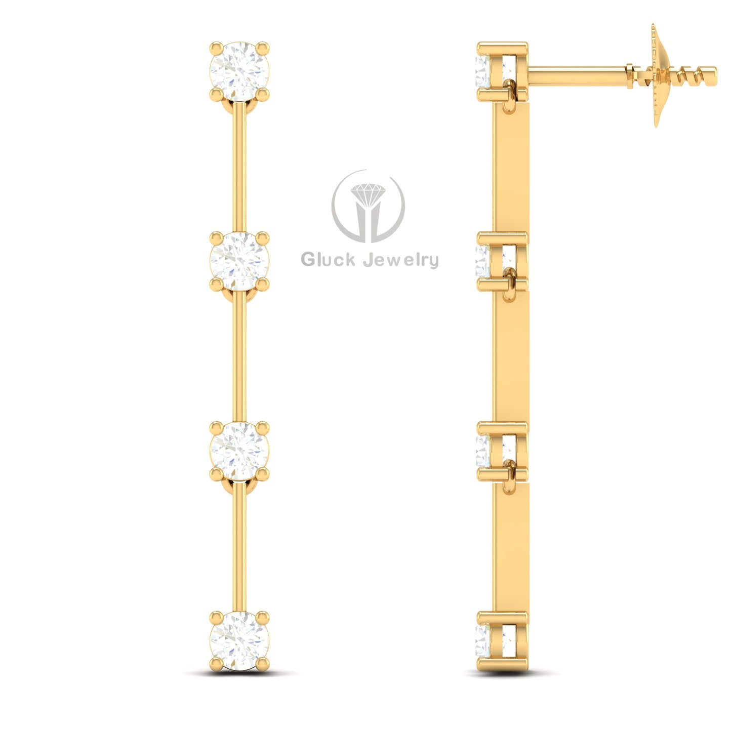 Drop Earring with Round Diamonds image 2