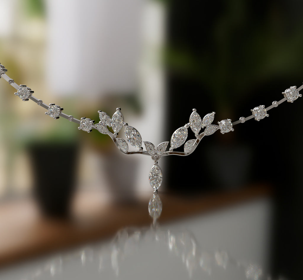Fancy Cathedral Marquise Diamond  Necklace image 5