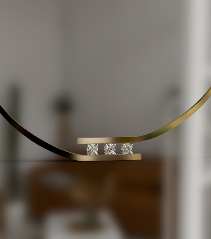 Solid 3/4 Way Satin Gold Diamond Necklace image 4