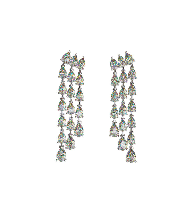Three Row Pear Shape Diamond Stud Earring image 6