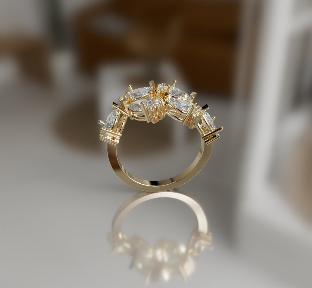 Pear and Round Curved Diamond Ring image 6