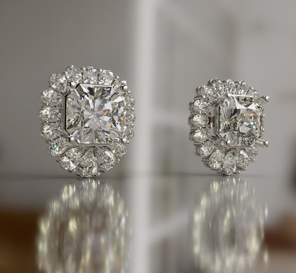Radiant Center Diamond Stud Earring image 7