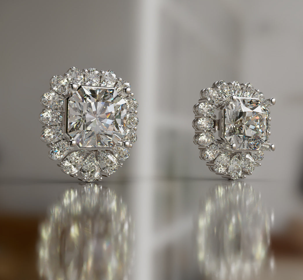 Radiant Center Diamond Stud Earring image 7
