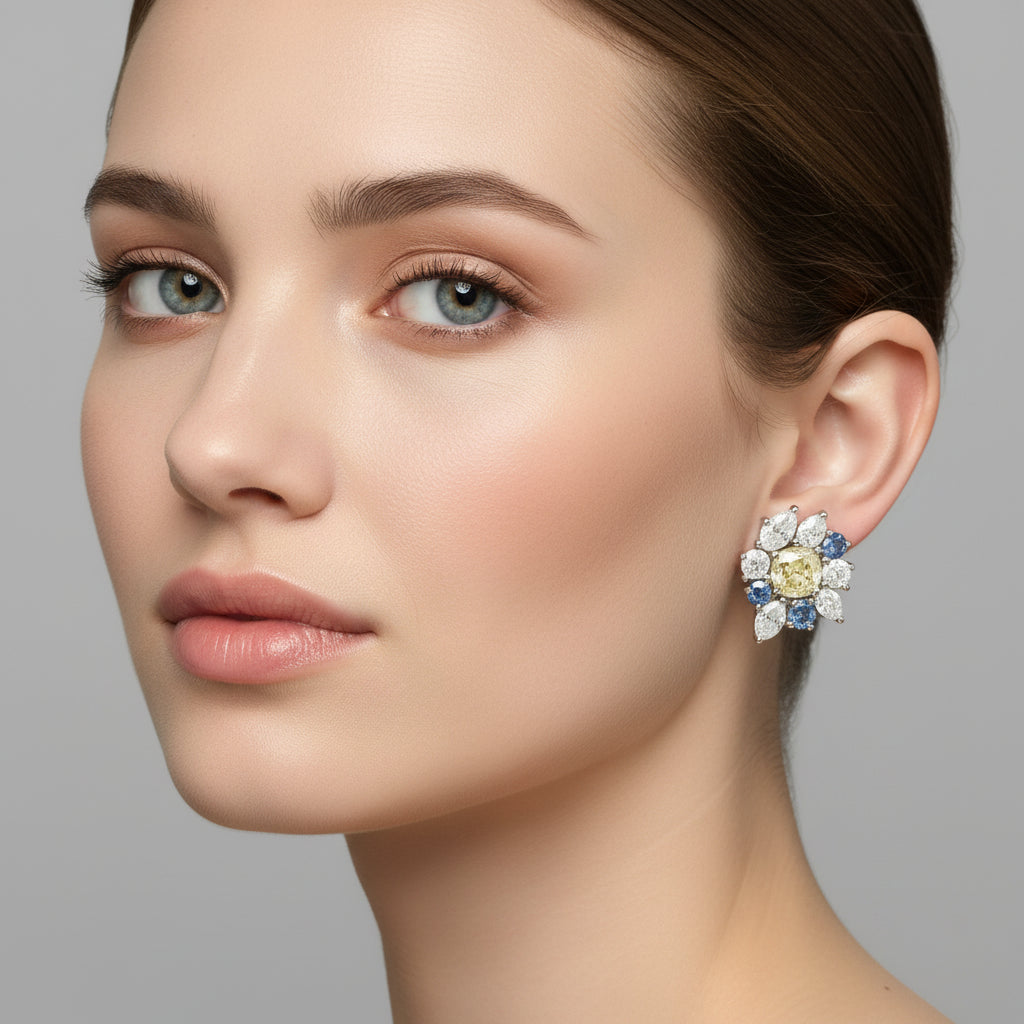 Sunlit Petal Bloom Diamond Stud Earring image 2