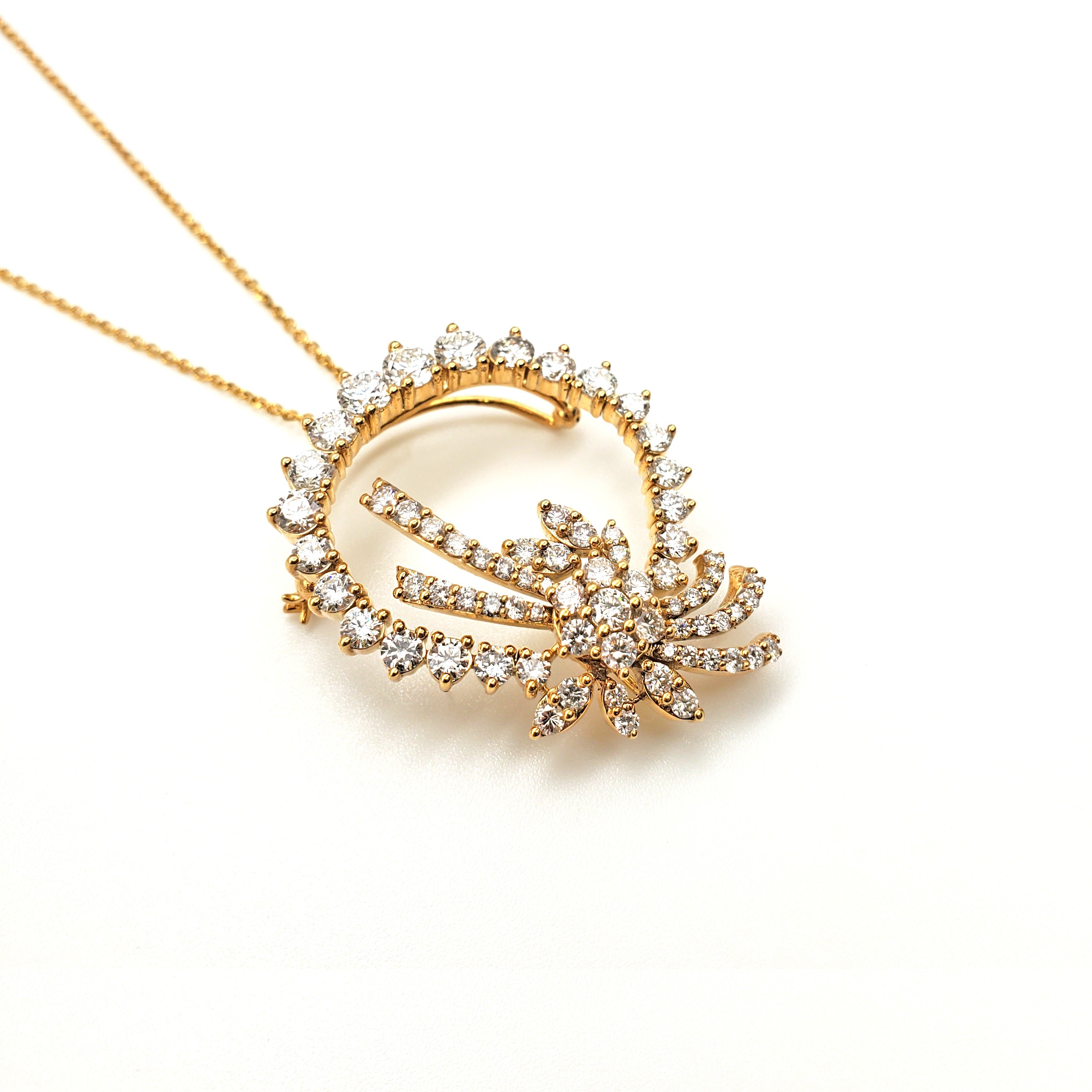 Circle with Flower Diamond Pendant image 2