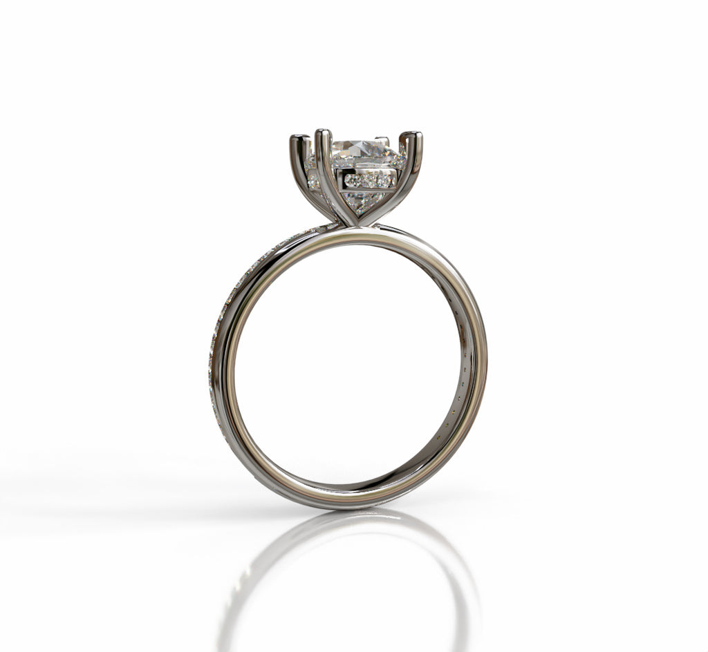 2ct Hidden Halo Cushion Center Channel Engagement Ring image 2