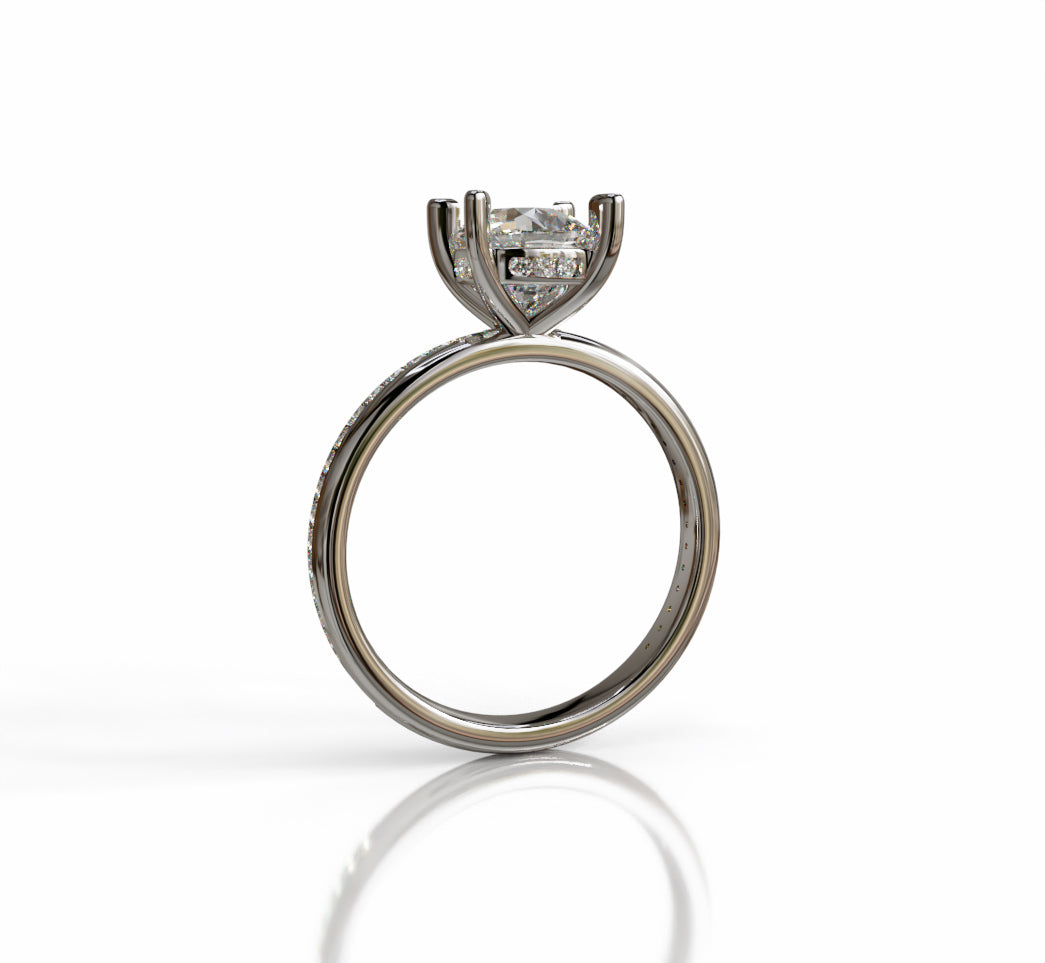 2ct Hidden Halo Cushion Center Channel Engagement Ring image 2
