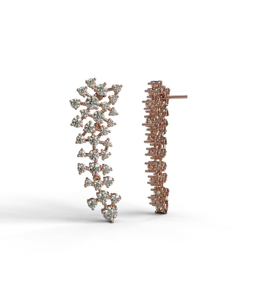 Scattered Diamond  Dangle Cluster Earring image 1
