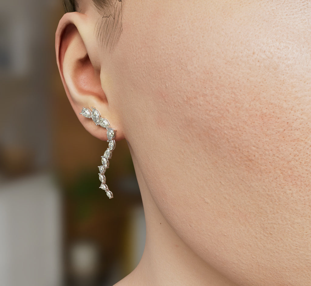 Marquise and Pear Diamond Drop Earring image 1