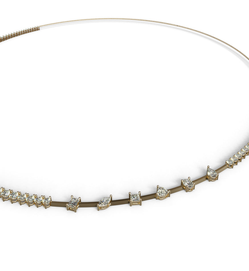 Mirror Fancy Shapes Diamond Tennis Necklace image 1