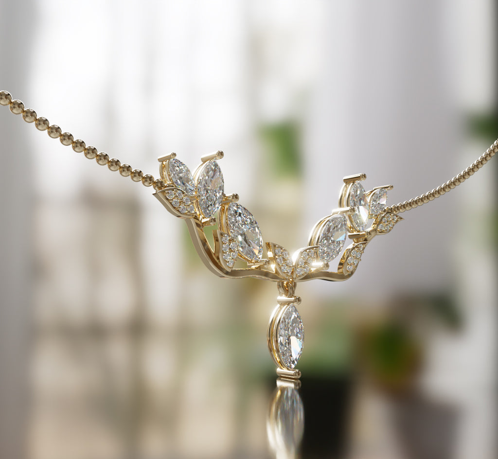 Fancy Cathedral Marquise Diamond  Necklace image 7