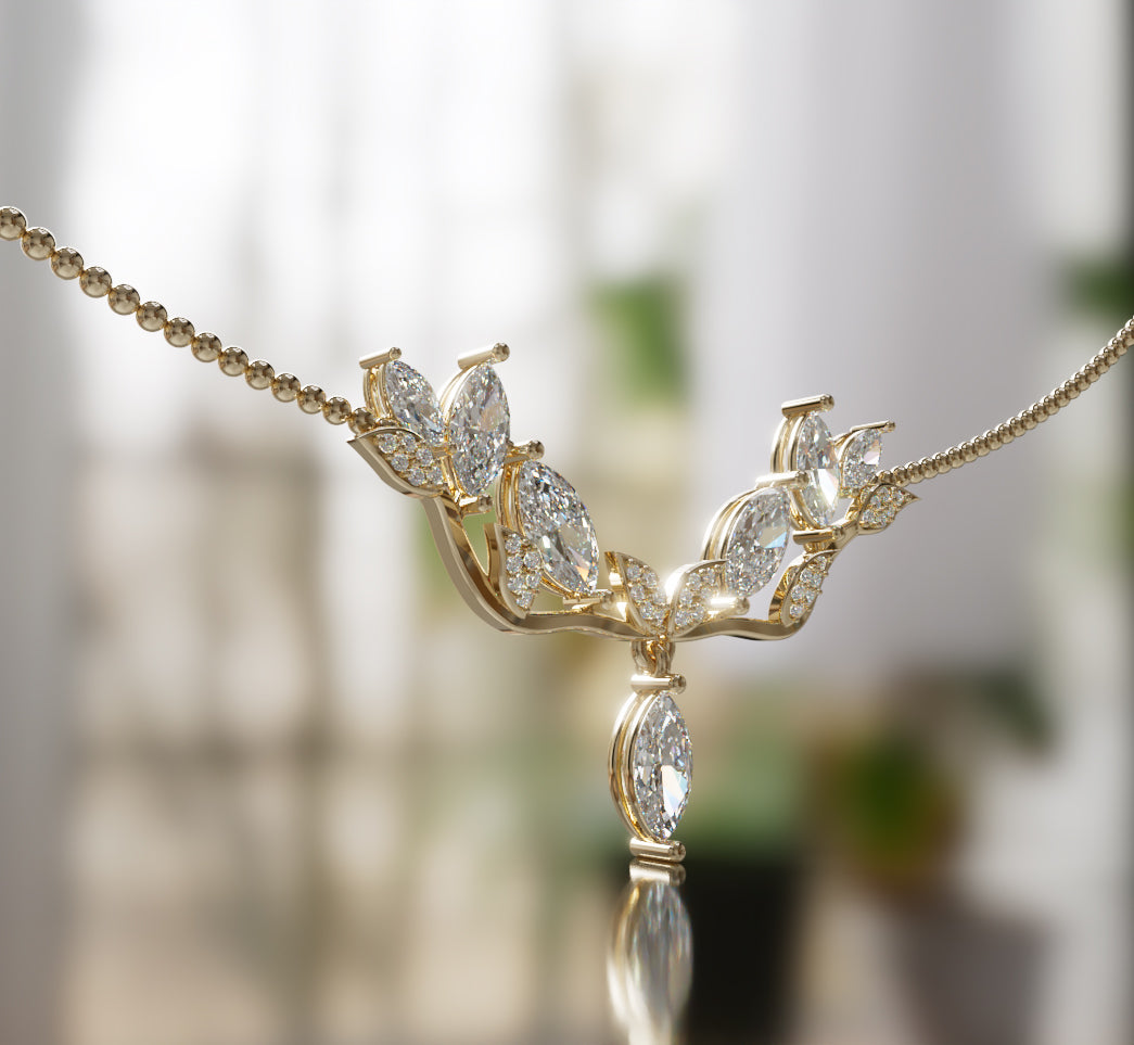 Fancy Cathedral Marquise Diamond  Necklace image 7