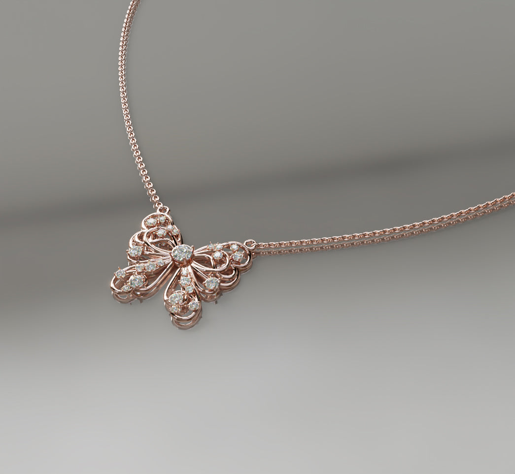 Butterfly Flower Fancy Diamond Pendant image 6