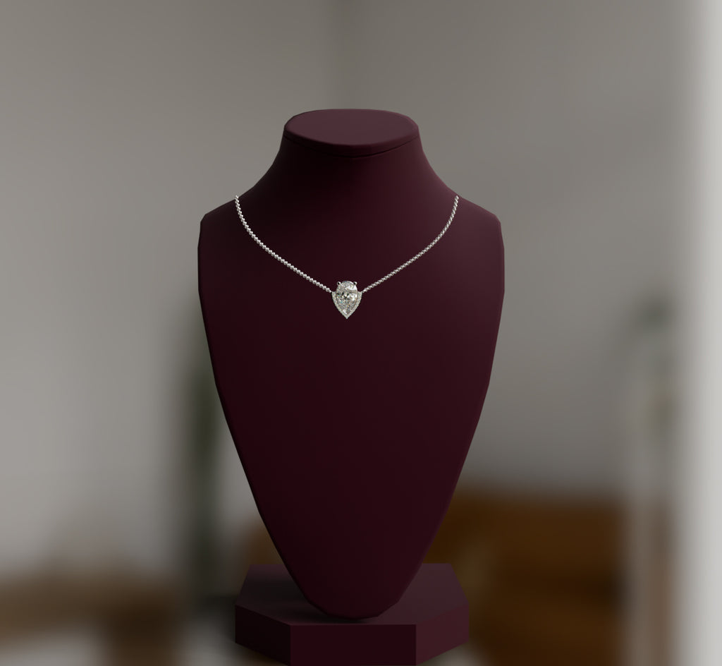 2.5ct Pear Half Halo Diamond Dangle Pendant image 7