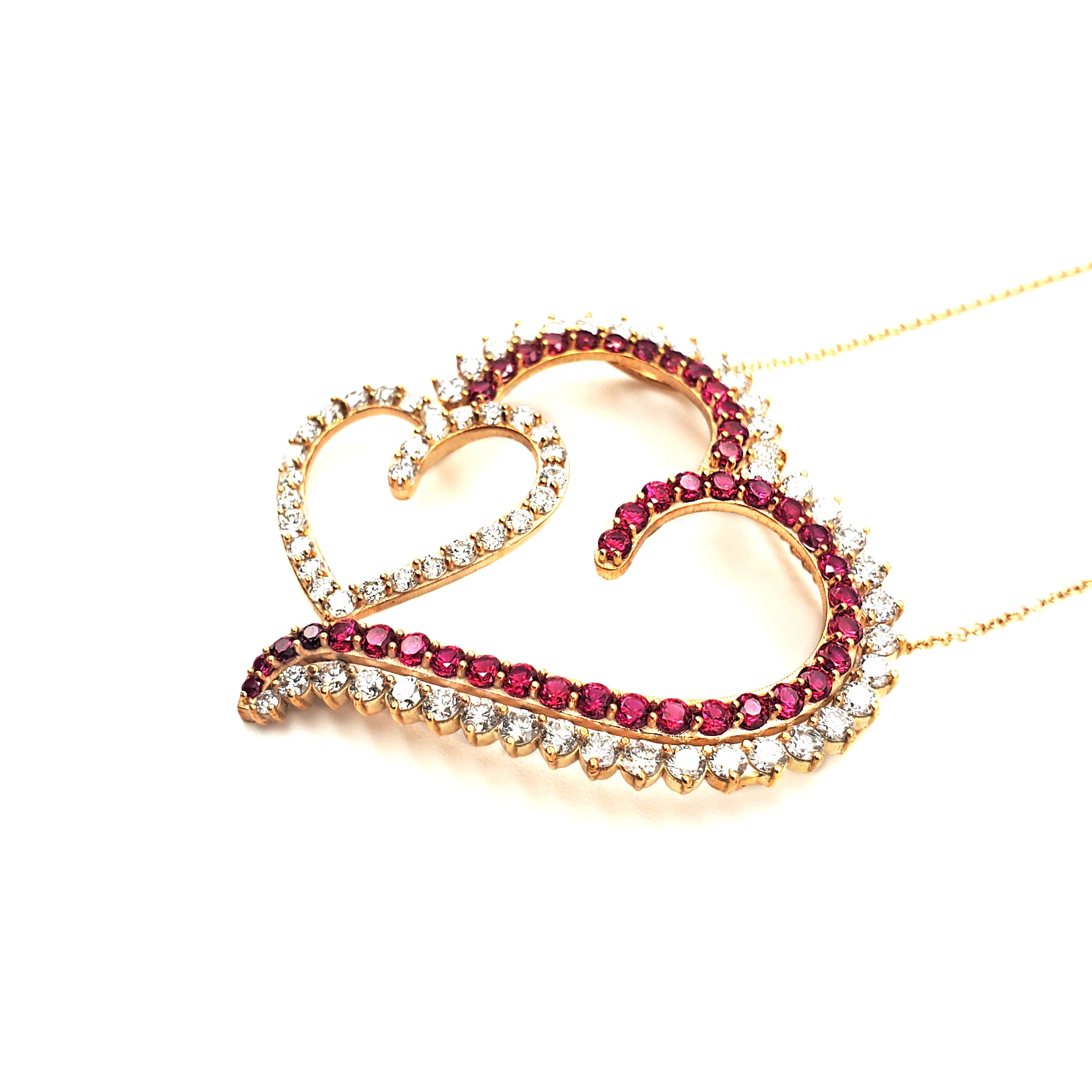 Heart Pendant with Created Ruby Stone image 1