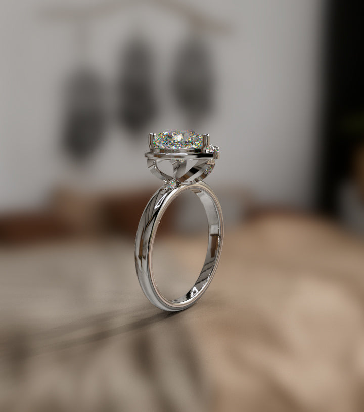 Half Halo 1.5ct Heart Shape Crown Fancy Ring image 14